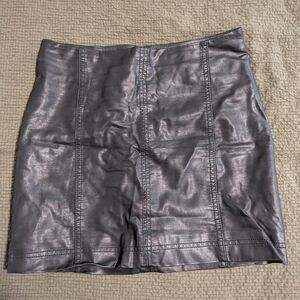 Free People Black Leather Skirt